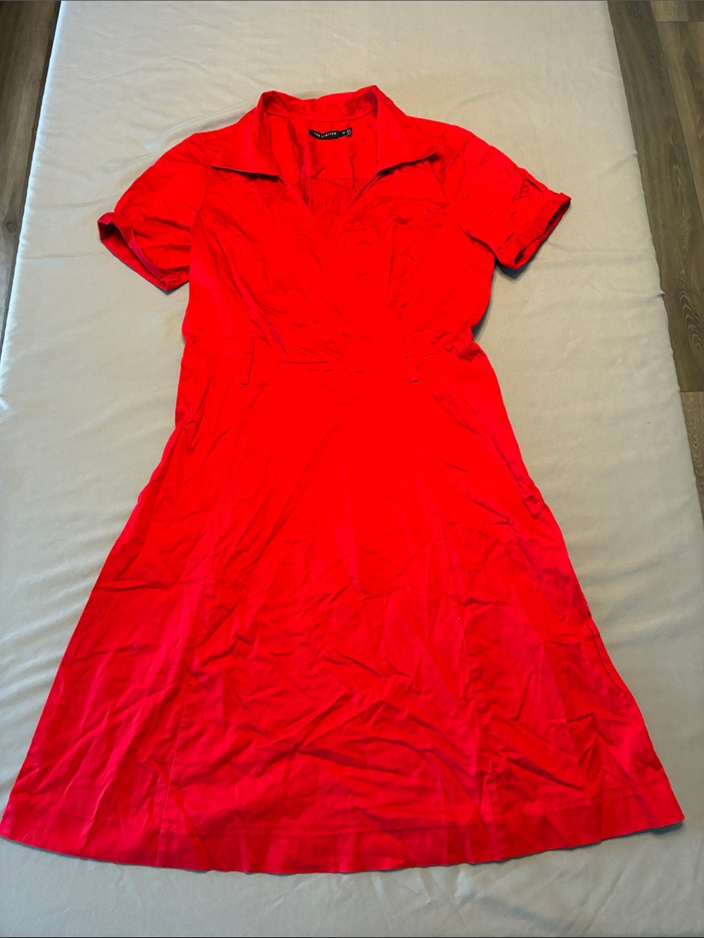 The Limited Bright Red Collared Fit & Flair Dress